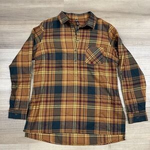 Kuhl Women's Flannel Tunic Ferrata Button Shirt Long Sleeve Copper Size Medium